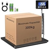 Paketwaage, 300kg/20g Hochpräzise Plattformwaage mit LCD/Hold/Tara Funktion, Postwaage aus Edelstahl für Pakete, Gepäck, Lagerhaus, Unternehmen und für den Hausgebrauch, Aufladbar