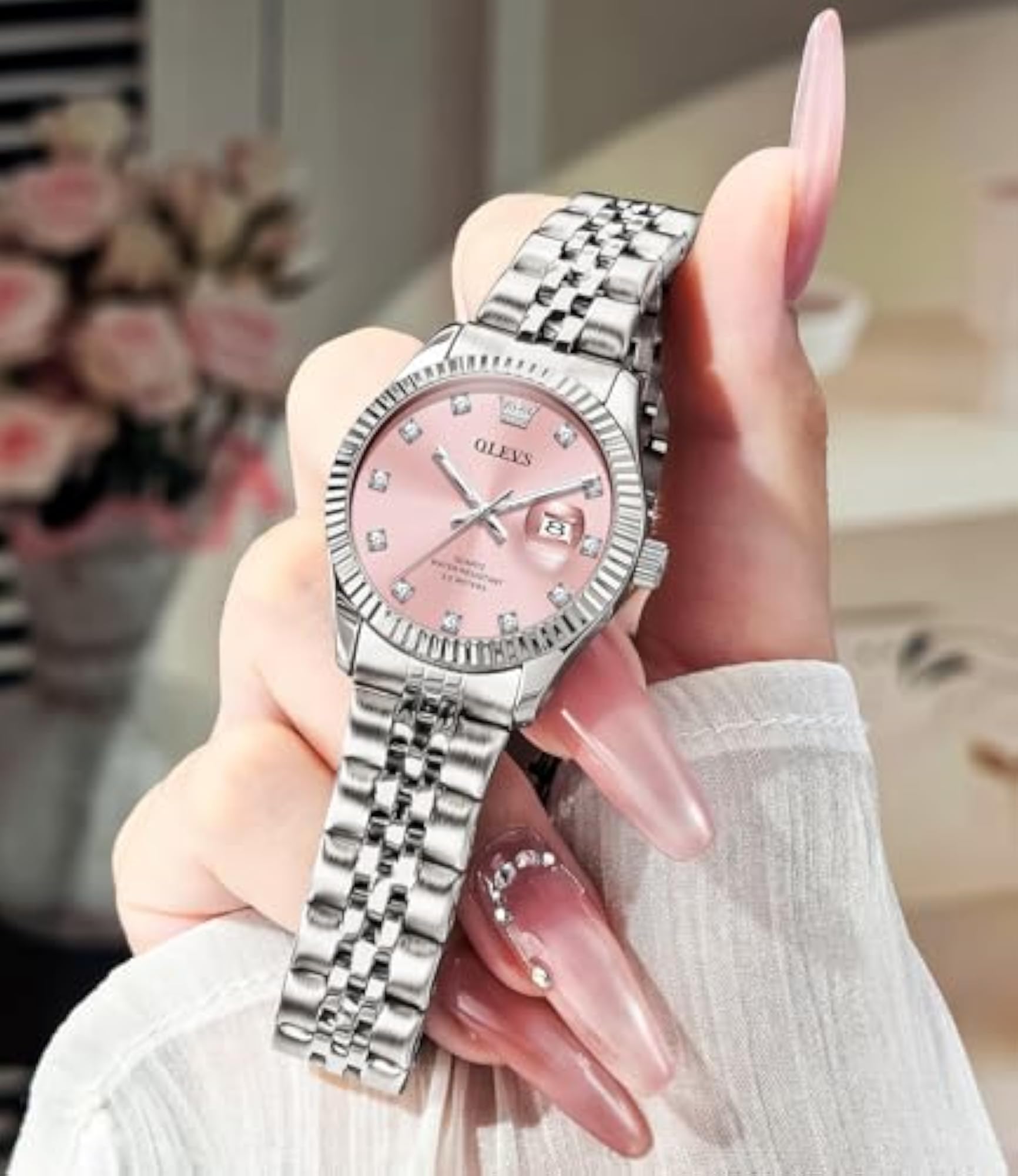 Women's Stylish Elegant Luxury Dress Diamond Green Dial Watch