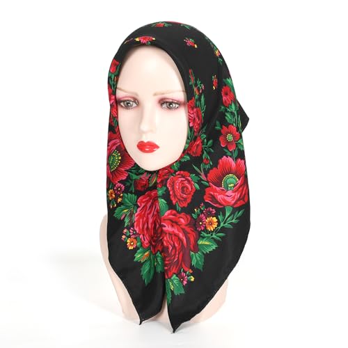 Spring And Autumn Bohemian Style Flowers Head Scarf Shawl,70x70cm Russian And Ukrainian Style Square Shawls Scarves3