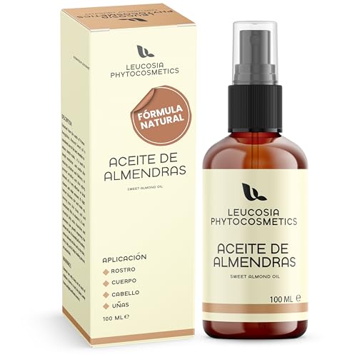 Aceite de Almendras Dulces Puro 100ml Aceite Corporal Hidratante 100% Natural, Nutritivo y Suavizante Ideal para Estrías, Masajes, Cabello Seco y Cuidado Facial Prensado en Frío