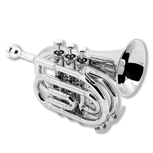 Wuqimusc GUANYUE-062 Brass Pocket Trumpet Bb Key Nickel Plated thumb #6