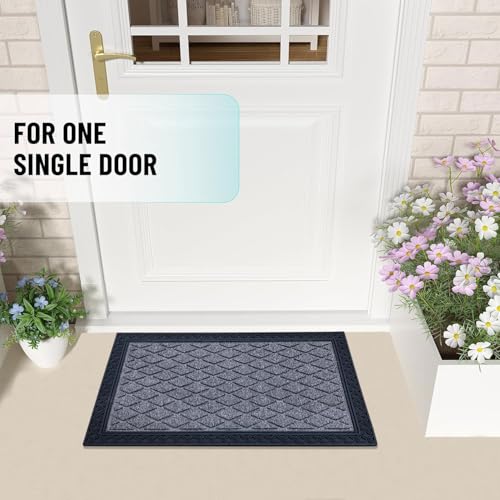 Image of Luxe Home Door Mats for Home Natural Coir Mat Anti-Slip Entrance Rug with Rubber Backing for Indoor and Outdoor Use (40x60 cm) Grey