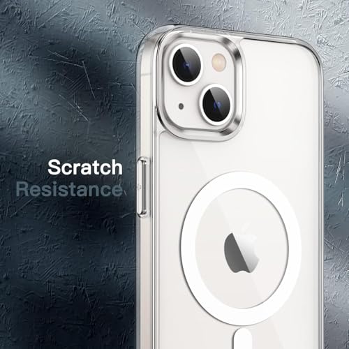 Image of JGD Magnetic Case for iPhone 13 Compatible with MagSafe, Shockproof Phone Bumper Cover, Anti-Scratch Clear Back (Clear)