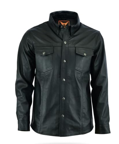 Men's Premium Ultra-Soft Sheepskin Leather Shirt Jacket – Lightweight,