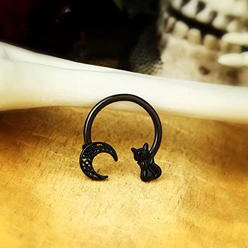 Jewseen Cartilage Earring Hoop Moon Septum Ring Cat Horseshoe Hoop Earring 16G Nose Ring Hoop Captive Bead Rings Tragus Daith Rook Helix Piercing Body Jewelry #TOP1