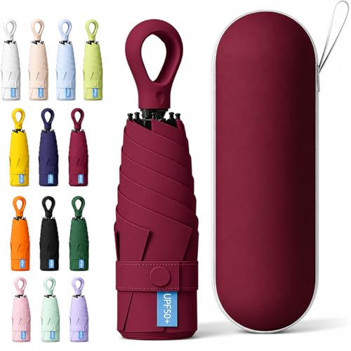 Image of Umbrella, Mini Folding Windproof & Compact UV Umbrella for Sun Protection Rain Windproof Strong Large 3 Fold for Women Handbags,3 Fold for Men Women, Stylish & Compact