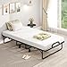 Giantex Folding Bed with Mattress for Adults, Twin Size Rollaway Beds for Guest, Space Saving Portable Foldable Bed w/Memory Foam Mattress & Metal Frame for Easy Storage, 75