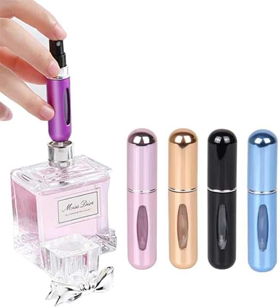 KIT 2 Mini frasco portátil de atomizador de perfume recarregável, frasco de perfume atomizador, spray de perfume recarregável, estojo de bomba de perfume, atomizador de perfume, 5 ml - ALVATEC ATC (AZUL CLARO)