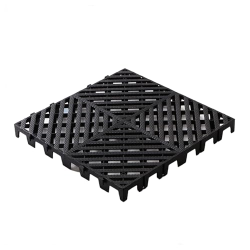 Outdoor Modular Interlocking Floor Tiles Garage Sauna Tent Hot Tub Outdoor Camping Floor Tiles Car Wash Facility Drainage(Black,50x50x5CMCM-8piece)