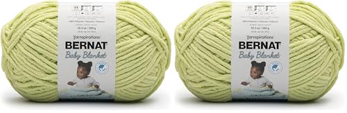 Image of Bernat Baby Blanket BB Lemon Lime Yarn - 2 Pack of 10.5oz /300g - Polyester - #6 Super Bulky - 220 Yards - Knitting /Crochet