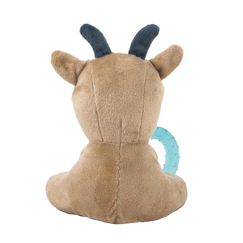 Webbox Gerald the Goat - Plush & Squeaky Dog Toy with Puppy Teething Ring, White with Brown - Image 2