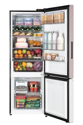 Image of LG 340 L, 2 Star,Frost Free, Smart Inverter, Double Door Bottom Freezer Refrigerator with Wi-Fi Convertible, DoorCooling+ (GLB3426BFPT,Pink Tango, Express Freeze, Full Wine Rack, 2026 Model)