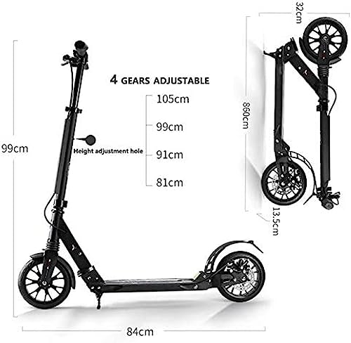 Scooter City Scooter Adulto Liga De Alumínio 2 Rodas Dobrável Duplo Absorção De Choque Freio A Disco