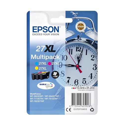 Epson Multipack 27XL Réveil, Cartouches d'encre d'origine XL Haute capacité, Cyan, Magenta, Jaune,...