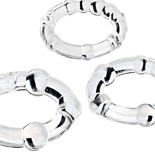 Penis Ring Set, BEING FETISH Premium Stretchy Silicone Cock Rings Set for Men Longer Harder Stronger Erection Transparent (3 Pack)