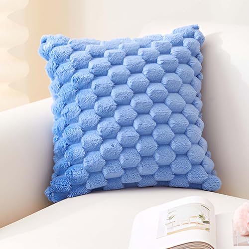 Housse de coussin 45x45 peluche bleu sarcelle deco canapé lit salon - 5