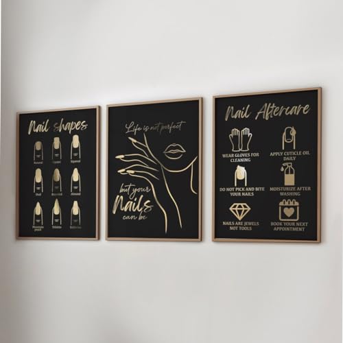 Nails Guide Canvas Painting 3 Pieces Nail Shapes Nails Care