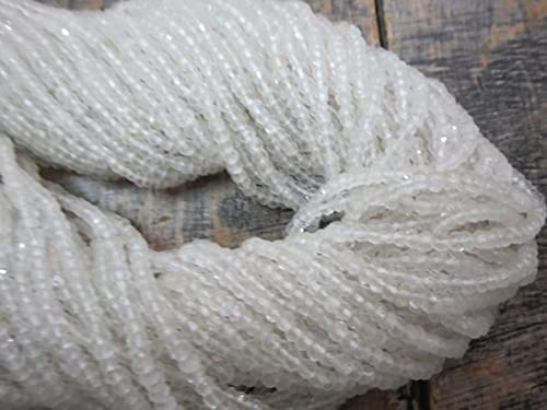 LKBEADS 10 strun torba naturalny kryształ kwarc mikro okrągłe koraliki fasetowane 3,50 mm 35,5 cm sznurek