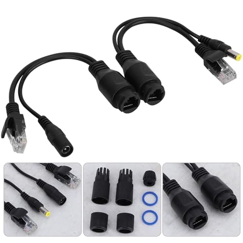 Adaptador POE 1 a 12V 48V a DC 12V Divisor de Alimentación Ethernet Compatible con Cámaras de Seguridad IP, Puntos de Acceso Inalámbricos, Switches de Red y Routers Pequeños (Negro) miniatura 6