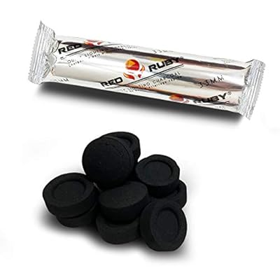 Hookah Coals Charcoal Tablets for Incense – Quick Light Coal Tablets – 33 mm Coal Rolls – Pack of 10 Coal Briquettes – Slow Burn - Instant Lighting Hookah Charcoal