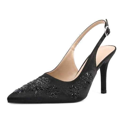 AUMOTED Sandálias femininas transparentes, bico fino, salto com strass, sapatos de casamento, 3,5 polegadas preto, 37