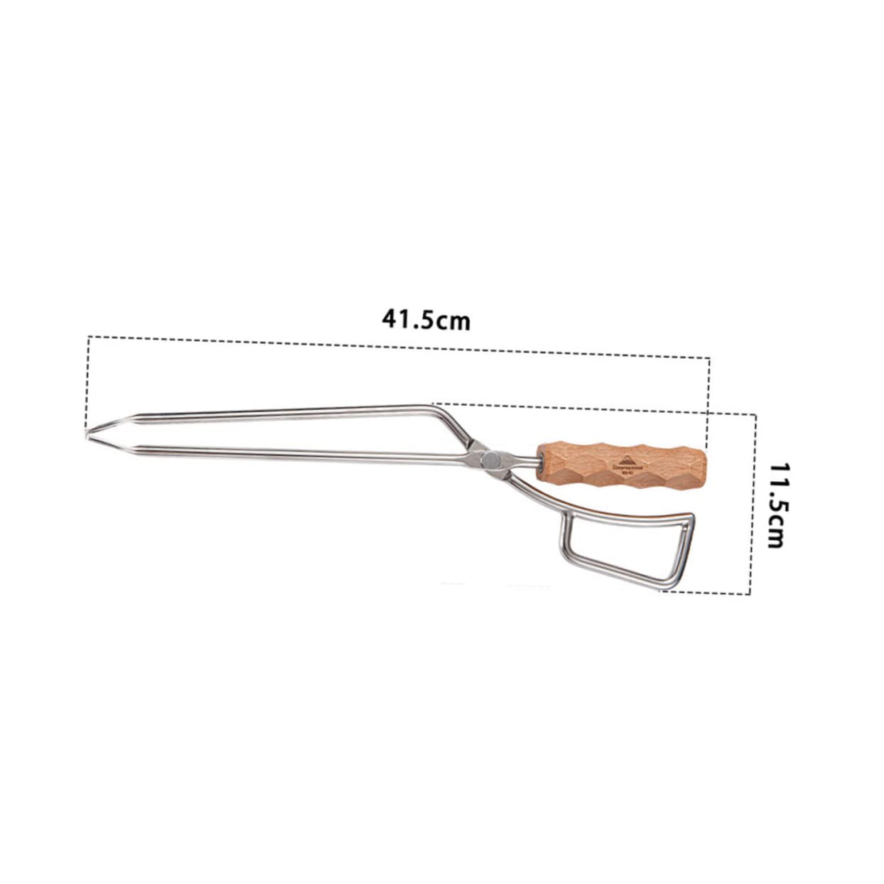 GALPADA Stainless Steel Charcoal Clip Practical Long Scalding Tongs for Barbecue Pits Durable Firewood Grabbing Tool with Wood Handle for Outdoor Cooking and Campfires