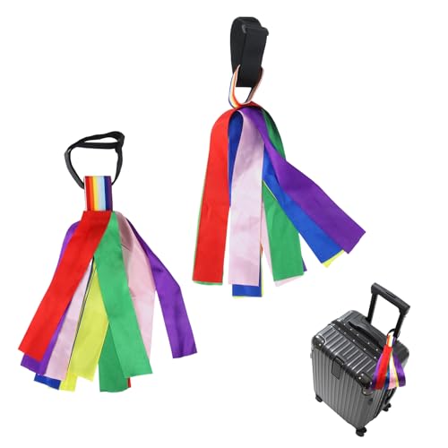 2 PCS Luggage Identifiers Tag Ribbons Vibrant Suitcase Identifiers with Secure Knot Straps Fun Travel Tags for Strollers Identifier Backpacks Bags (Colorful Assortment)