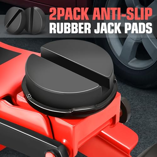 Image of DNA Motoring 2pack Floor Jack Rubber Pad, Slotted Frame Rail Protector, Car Lifting Pads Universal Jack Pad Adapter for Floor Jack, TOOLS-00623