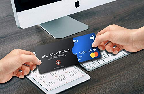 BLOCKARD TÜV geprüfte NFC Schutzhülle (3 Stück) aus Kunststoff für Kreditkarte Personalausweis EC-Karte Bankkarte 100% NFC-Schutz Kreditkarten Schutz-Hülle RFID-Blocker abgeschirmt
