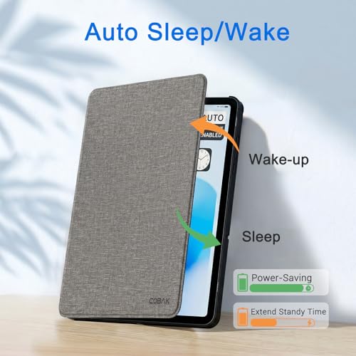 Image of CoBak Case for Samsung Galaxy Tab A11+ Plus 11 inch 2025, Multi-Viewing Angles, All New PU Leather Folio Stand Cover with Auto Sleep Wake Feature for Samsung Galaxy Tab A11+ Tablet 11-inch, Fabric Gray