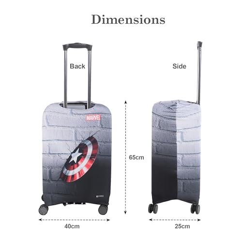Image of Heart Home 22-26 Inch Polyester Medium Size Suitcase Cover | Machine Washable Luggage /Trolley Bag Cover Protector | Captain America Shield Print - Grey