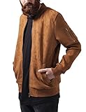 Die Imitation Suede Bomber Jacket von URBAN CLASSICS ist durch das Material in Velour-Optik edel und chic. Typische Details wie Bündchen an den Saumabschlüssen und seitliche Eingrifftaschen sichern den typischen edgy Look einer Bomberjacke