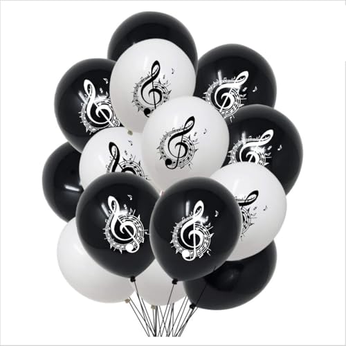 Image of Hk Balloons Music Them Balloons Black & White Them For Birthday Baby Shower Wedding party Musician Party Supplies Decoration Item Balloons 50Pcs