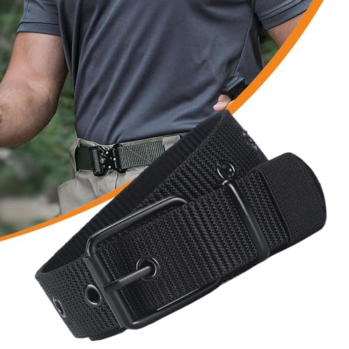 Outdoor Nylon Belt, Versatile Webbing Waist Strap, Multi-Hole Adjustable Belt, Pin Buckle Hiking Belt, Mountaineering Belt,3