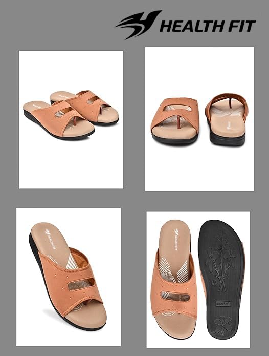 Image of HEALTH FIT EXTRA SOFT Women's Comfortable Memory Foam Doctor Slippers /Flip-Flops|Fashionable Casual & Stylish|Lightweight & Breathable|Outdoor Synthetic Casual Chappals Sandals Ladies & Girls HF25