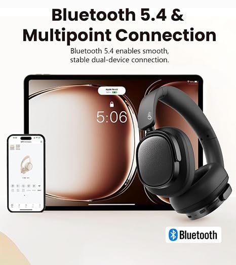 Image of Japan Series Bluetooth 6.0 Wireless Over-Ear Headphones with 400mAh Battery, 20H Playtime, Deep Bass HiFi Stereo, Built-in Mic, 40mm Drivers, Foldable Headset (Black)