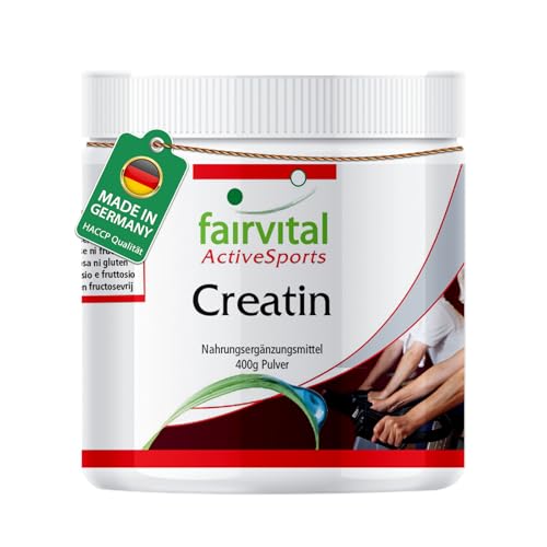 Fairvital | Creatin Pulver - 400g - HOCHDOSIERT - VEGAN - Creatin-Monohydrat als Reinsubstanz ohne Zusatzstoffe