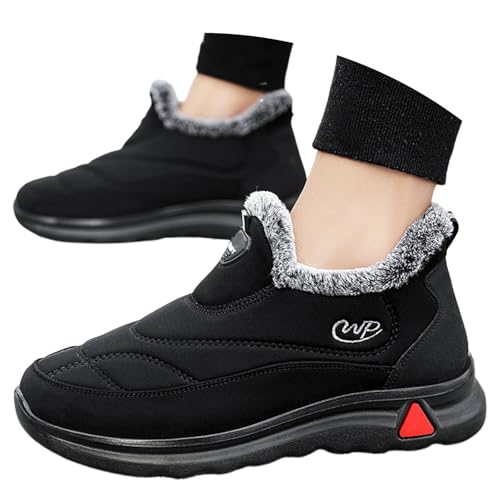 2025 Botas de invierno para hombre, aisladas, térmicas, cálidas, suela suave, caña alta, botas de nieve para actividades al aire libre, uso diario, zapatos luminosos para hombre, Negro , 40 EU