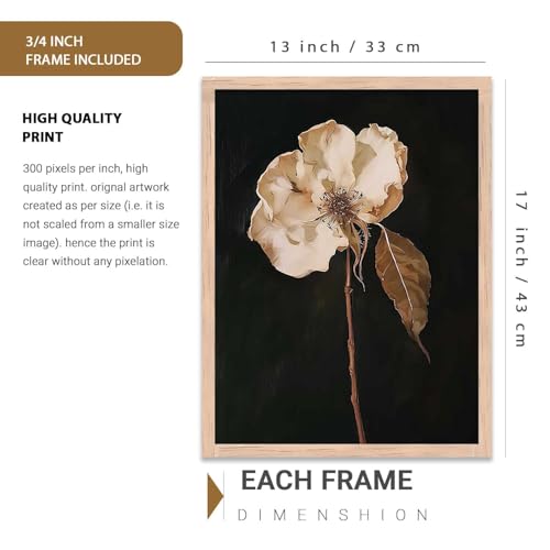 Image of kotart Floral Art Home Decoration for Wall Decor | Aesthetic Paintings With Frame For Living Room Bed Room Hotel Wall Decor Digital Reprint Set of 3 (13X17 inch)