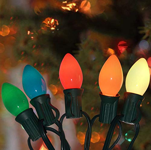 Goothy 25 Pack C7 Multicolor Christmas Replacement Bulbs, Multicolor Ceramic Light Bulbs For Christmas Outdoor Patio Indoor String Lights, C7/E12 Candelabra Base, 5 Watt- Multicolor #TOP5