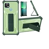 Aroepurt Coque pour Infinix Smart 5 Pro Coque �tui Case Cover Hybride [avec Protection d'�cran en Verre tremp�] [Support magn�tique Pliable] [givr� r�sistant aux Empreintes digitales] Vert