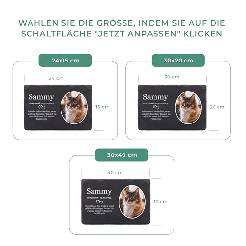 LAUBLUST Personalisierte Grabplatte mit Name & Foto als Grabschmuck für Hund, Katze & andere Haustiere - Herzen, 3 Größen | Schieferplatte mit Gravur als Tiergrabstein Deko & Tiere Grabtafel