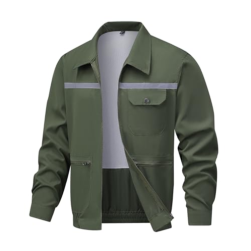 Work Uniform Jacket with Cooling Fans, Reflective Strip, Multiple Pockets, Available in Camo, Navy, Gray, Green3