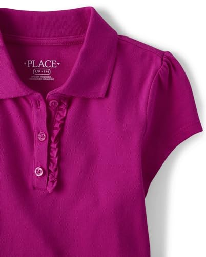 The Children's Place,Girls,Multipack Short Sleeve Ruffle Pique Polos,Yellow/Aurora Pink/White 3-Pack,X-Large2