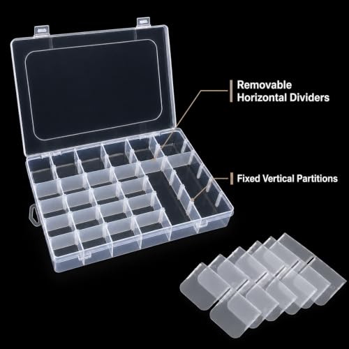 Image of Guyuyii 4 Pack 36-Grid Plastic Clear Organizer Box with Adjustable Dividers