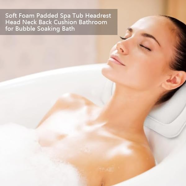 Cuscino Per Vasca Da Bagno - Poggiatesta Imbottito Con Ventose - Bianco, PVC Morbido