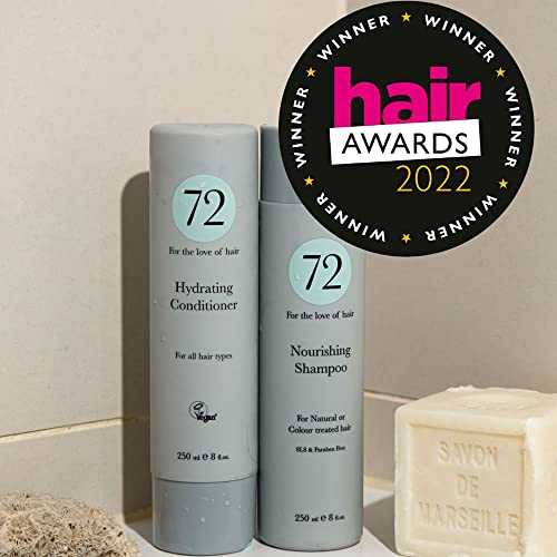72 Hair Vegan Nourishing Duo, Sulphate Free Shampoo and Conditioner Set, Anti Frizz Treatment, 500ml - Image 3