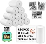 940Pcs Papier Thermique pour Enfants Caméra Imprimée instantanée, 10 Rolls Kids Camera Imprimé Impressé Imprimable Papier Compatible avec la plupart des Mini Imprimante thermique (94 Pcs/Roll)