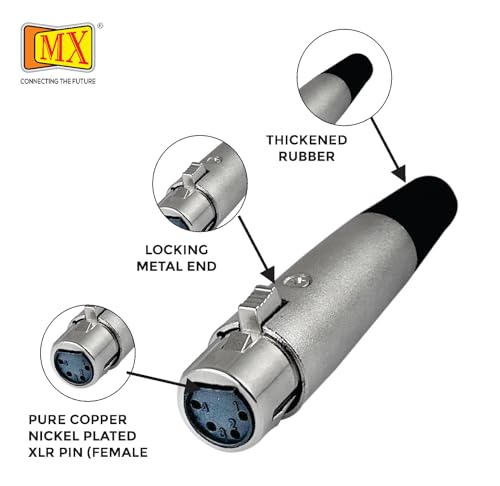 Image of MX 3 Pin XLR Microphone pin Pure Copper Nickel Plated for High Conductivity microphone (4 Pin Female XLR, Pack of 2, Female Connector)