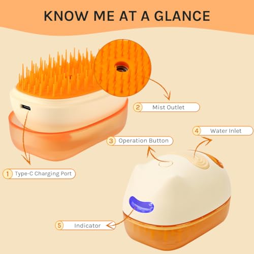 Image of Cat Steam Brush for Easy Grooming - Dual-Head Petting & Shedding Tool with Spray Feature | Skin-Friendly & Massage Function | The Stylish Shedding Solution for Cat Lovers